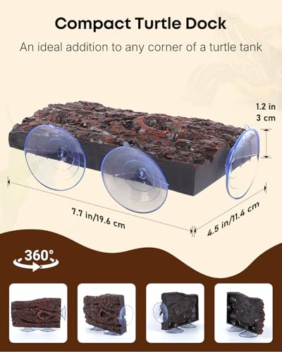 Pawfly Turtle Basking Platform — Resin Dock with 3 Suction Cups for Aquatic Turtles, Frogs, Turtle Tank Accessory