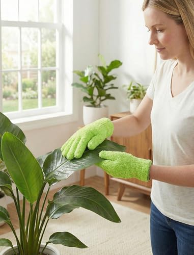 NiHome 4 Pairs Microfiber Cleaning Gloves, Dusting for Blinds, Reusable | Electrostatic Attraction Traps Fine Particles, Scratch-Free Flexible Fingers for Furniture Glass and Keyboards, Washable