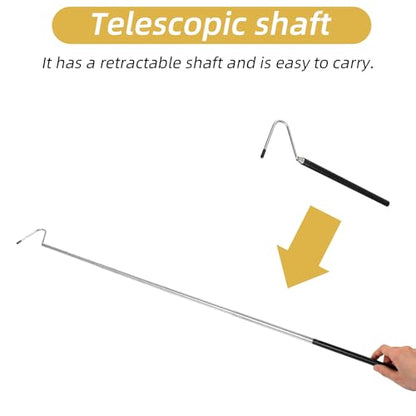 Mabor 40 Inch Snake Hook, Stainless Steel Extensible Grappling Hook | Retractable Pick-Up Handling Tool Pool Skimmer Basket Hooks - size: 11.6 - 40.9 inches