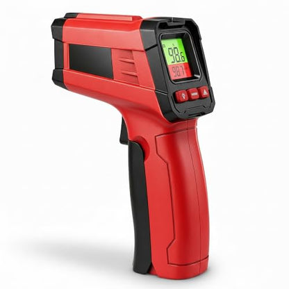 Infrared Thermometer Gun, Digital Laser Temperature Gun -58°F to 1022°F, Adjustable Emissivity, LCD Backlight, MAX/MIN Display, Non-Contact Thermometer for Pizza Oven, BBQ, HVAC, Griddle - color: Red（-58℉-1022℉）