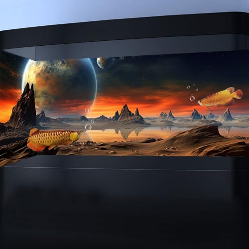 24X12IN Cosmic Aquarium Background, Cool Parallel Space Themed Fish Tank Background, Tropical Desert Terrarium Background with 8 EVA Double-Sided Tape - color: Outer Space, size: 24X12in/60X30cm