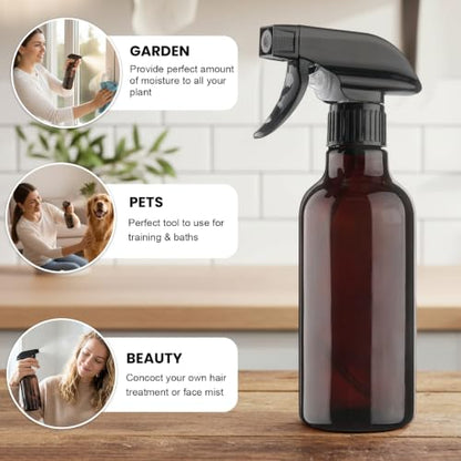 16.9oz Glass Spray Bottles 2 Pack,Mist/Stream Spraying | Adjustable Refillable Containers for Hair Care, Cleaning Solutions, Plants, Essential Oils - color: Brown, size: 12oz