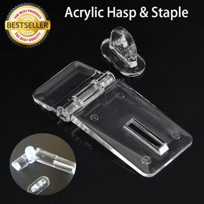 SEIWIEI Mini Hinge Hasp Acrylic Lock Clear Hinge Hasp Transparent Lock Latch Hasp Lock Easy to Use for Doors, Cabinets, Windows(3 Pcs) - size: 3 Pcs