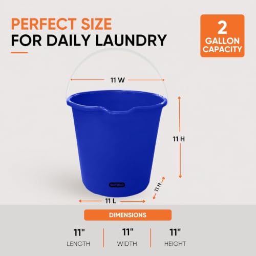 Superio 2.75 Gallon Bucket, Plastic Cleaning Pail with Handle, Car Wash Bucket, Small Utility Bucket for Mopping, Fishing, Camping & Household Use, Durable, Blue - 1 Pack - color: Blue, size: 1 Pack