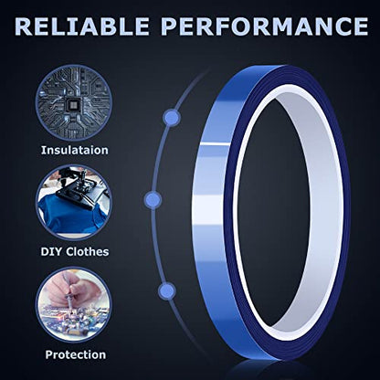 High Temperature Tape Heat Tape Heat Resistant Tape Heat Transfer Tape Heat Tape for Sublimation No Residue 10mm X 33m 108ft (Blue-2 Roll) - color: Blue-2 Roll