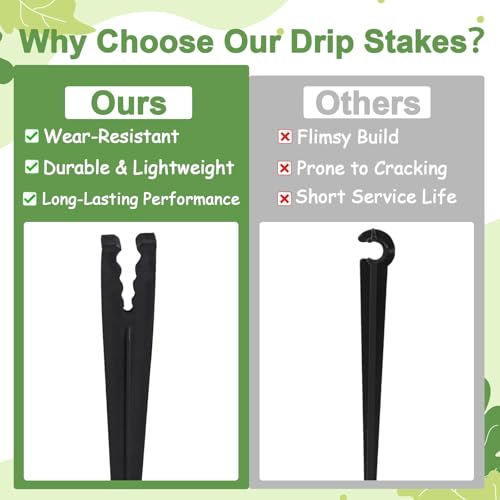 100 Pieces Drip Irrigation Support Stakes for 1/4 Inch Drip Tubing, 5.7 Inch 1/4" Dripline Hold Stakes for Irrigation System Hose & Emitter Support for Garden Hydroponics Growing - size: 1/4" Drip Stake-100P