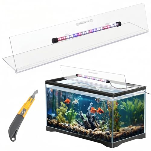 Sieral Aquarium Lids Polycarbonate Canopy with LED Light 35.13 x 17.13 x 0.12 Inch for 50/65/84 Gallon Without Center Brace Aquariums Cover Fish Tank Lid with a Hook Knife, Clear - color: Clear, size: 36x18in