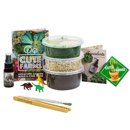 Terrarium Starter Kit | Moss, Vermiculite, Soil, Pebbles, Plant Food, Finishing Tools, Build and Care Guide | DIY Succulent Terrarium (Small) - size: Small Kit