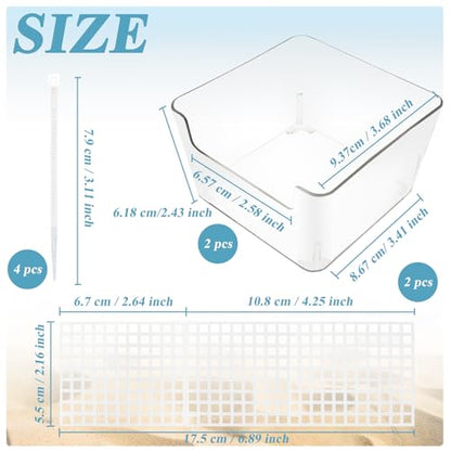2 Pack Hermit Crab Water Tank, Cage Accessories With Climbing Ramp, Aquarium Salt Water Pool for Small or Medium Habitat Home Transparent - size: Small
