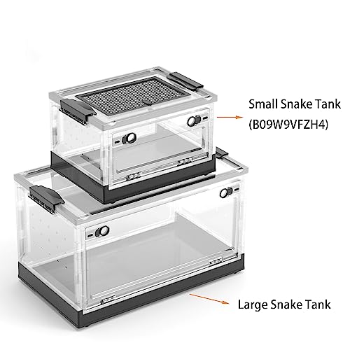 Dutiplus Large Snake Reptile Tank, Habitat Cages, Black, 21.65"x12.6"x12.2" | Amphibians Habitat Cages, Sliding Screen Top, For Lizard, Gecko, Frog, Hamster - color: Black