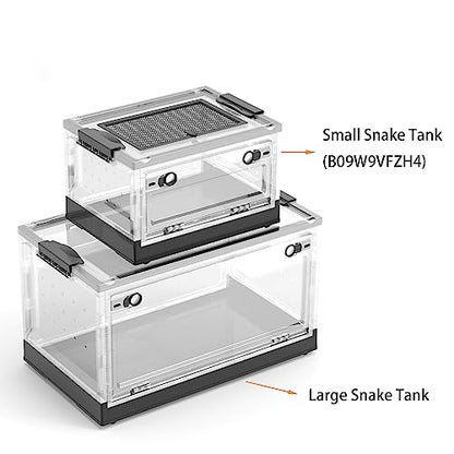 Dutiplus Large Snake Reptile Tank, Habitat Cages, Black, 21.65"x12.6"x12.2" | Amphibians Habitat Cages, Sliding Screen Top, For Lizard, Gecko, Frog, Hamster - color: Black