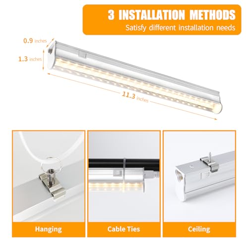 T5 1FT 0.3M 6W×4 Warm Light 3000K Grow Light Tubes,Full Spectrum LED Grow Lights,6W Energy Efficient,Plug & Play,for Hydroponics/Soil Seedlings Vegetables Herbs Flower (4 Packs) - color: Warm Light
