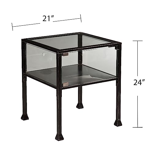 SEI Furniture - Terrarium Display End Table - Transitional Design, Black Finish - Ideal for Living Room, Bedroom (CK8862) - style: End Table