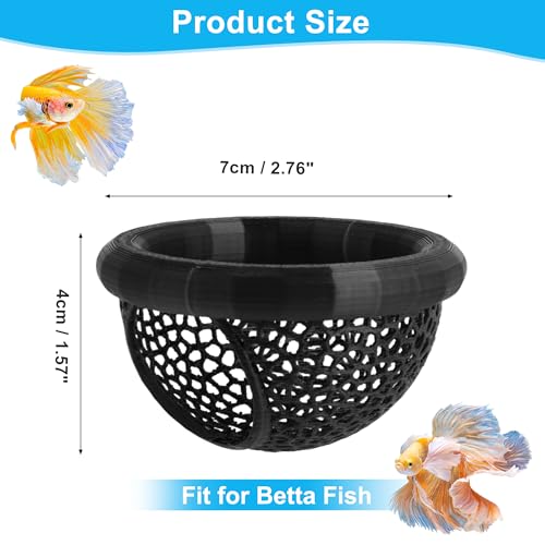 Floating Betta Cave & Hammock, Multi-Functional Hideout for Aquarium Black - color: Black