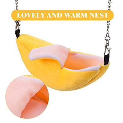 Jetec 2 Pcs Hamster Hammock Soft Bed Small Pet Animals Hamster Hanging House Cage Nest for Guinea Pig Rat Chinchilla Sleep and Play, Banana and Pineapple(Yellow) - color: Yellow