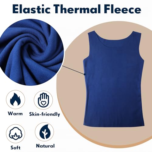 Toulite 4 Pcs Thermal Tank Tops Women Underwear Tops Sleeveless Undershirt for Women Cotton Camisole Warm Base Layer - color: Black, Dark Blue, Army Green, Wine Red, size: Small