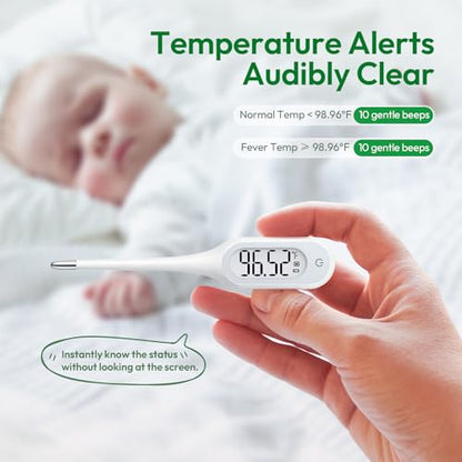 8 Seconds Basal Thermometer for Adult & Kids, Accurate & Safe Thermometer | Fever Alarm and Memory Recall, Oral, Ovulation or Underarm Use