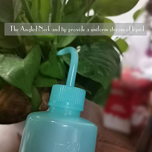 Valchoose 250ml Blue Wash Squeeze Bottles, Multipurpose Reusable, 2 Pack | Leakproof Angled Nozzle, LDPE Flexible Elastic Material, Precise Liquid Control for Tattoo, Lab Ware & Garden Plant Watering - color: Blue, size: 2x250ml