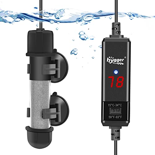 hygger Small Aquarium Betta Heater, Submersible Fish Tank Heater 10W/25W/50W/100W with LED Digital Display, Suitable for Marine Saltwater and Freshwater up to 5/10/16/26 Gallon - size: 100W