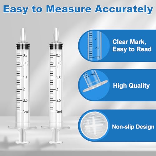3ml Syringe with Measurement for Scientific Labs, Feeding Pets, Refilling and Measuring Liquids,Dispensing,with Cap (5PCS, 3ml) - size: 5PCS-3ml