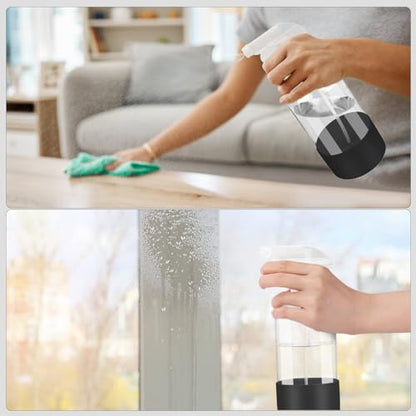 Worldgsb 2 Pack Glass Spray Bottles with Silicone Sleeve, 16 oz Empty Refillable Containers with Adjustable Spray Nozzles, Spray Bottles for Hair, Cleaning Solutions and Plants Black - color: Black