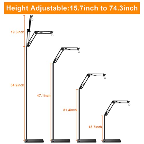 Reptile Lamp Stand Reptile Light Stand (15.7inch to 74.3inch) | 360° Adjustable Swing Arm, Heat Lamp Holder for Bearded Dragon Turtles Snake and Chicks - size: 15.7-74.3 inches (without Lampshade)