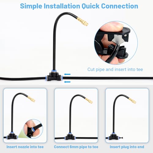 Thiswing 100FT 360° Adjustable Irrigation System for Garden | 1/4" Tubing, Automatic Watering Misting System with 18 Nozzles, Sprinkler for Garden, Yard, Lawn and Outdoor Plants - size: 100 FT