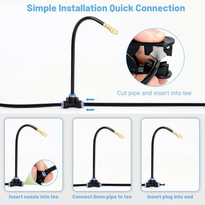 Thiswing 100FT 360° Adjustable Irrigation System for Garden | 1/4" Tubing, Automatic Watering Misting System with 18 Nozzles, Sprinkler for Garden, Yard, Lawn and Outdoor Plants - size: 100 FT
