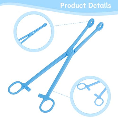 Reptile Tweezers Feeding Tong 24.5cm/9.64inch Long Plastic Clip Blue Tweezer Forcep for Tortoise Lizard Frog Spider Tarantulas