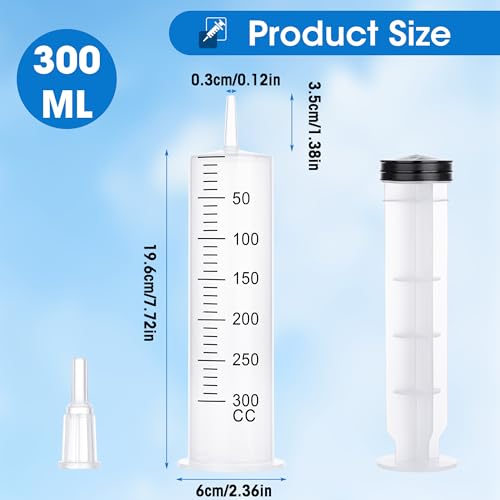 300mL Large Syringe for Liquid- Large Plastic Syringe with Tip Adapter for Scientific Labs, Oil Transfer, Plant Watering & Refilling - style: 300 ml