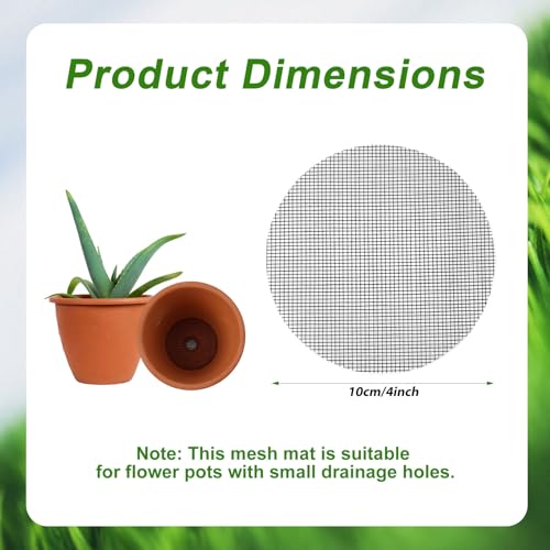 lasuroa 50pcs Flower Pot Hole Mesh Pads, 10cm/4in Diameter Bonsai Mesh Drainage Screens Durable and Reusable Garden Pot Accessories for Avoiding Leakage (Round)