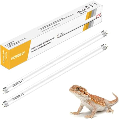 COOSPIDER UV 2-Pack UVB UVA Reptile Light 10.0 Bulb, 15W 18inch T8 Fluorescent Desert Lamp, UVA for Bearded Dragon Tortoise Reptile & Amphibian (T8 15W 18inch 10.0 Bulb G13) - style: T8/15W (18In Replacement Bulb*2)
