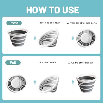 Collapsible Water Bucket (10L / 2.6 Gal) – Portable, Easy to Carry & Store, Ideal for Car Wash, Cleaning, Camping, Fishing and Outdoor Activities with Collapsible Handle Design - size: 1 Pack