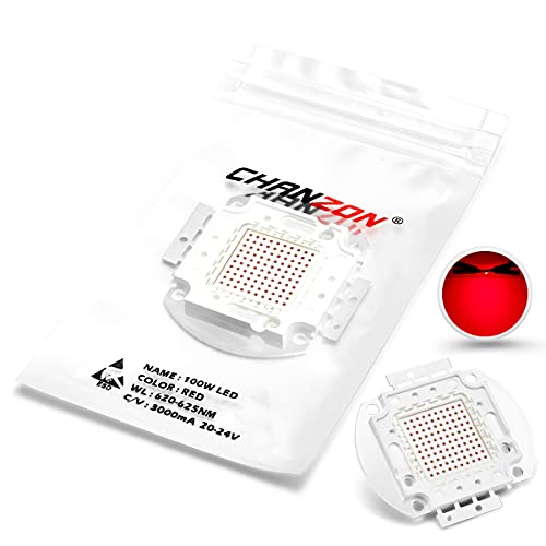 CHANZON High Power Led Chip 100W Red | (3000mA / DC 20V - 24V / 100 Watt) Super Bright Intensity SMD COB Light Emitter Components Diode Bulb Lamp Beads DIY Lighting - color: E) Red