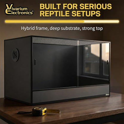 120 Gallon Reptile Enclosure 48x24x24–Premium Tempered Glass Terrarium with Sliding Doors, Heavy Duty Screen Top Reptile Habitat, Bearded Dragon Tank Accessories