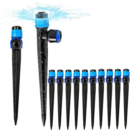 10PCS 1/4 inch Tubing Drip Irrigation Emitters Sprayer,360 Degree Drip Emitter Sprayer with Stake, Irrigation Dripper Sprinklers for Drip Irrigation System Parts & Connectors - color: 1/4" Drip Irrigation Emitters Sprayer
