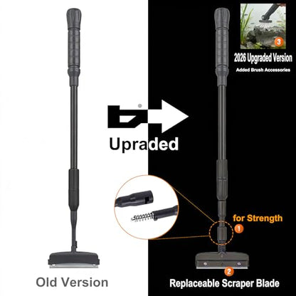 Carefree Fish 6IN1+1 (2026 New Upgrade Edition) Aquarium Cleaning Tools Long Handle Adjustable Length 20~36Inches Fish Tank Cleaner Kit Algae Scraper Scrubber Brushes Set - size: 20~36In
