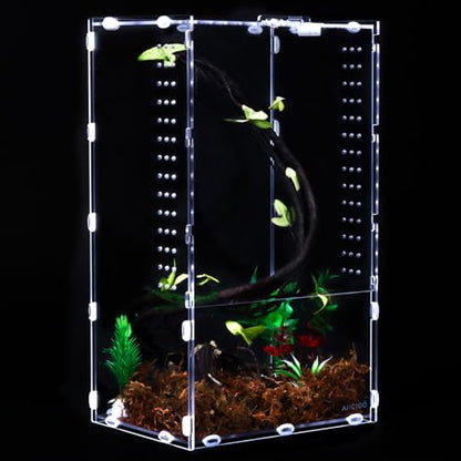 Aiicioo Micro Habitat Terrarium Enclosure 8x6x14 Inches Tarantula Enclosure Box Insect Habitat Clear Acrylic Reptile Feeding Tank for Jumping Spiders Insect Small Tree Dwelling Reptiles - size: 8x6x14 Inches