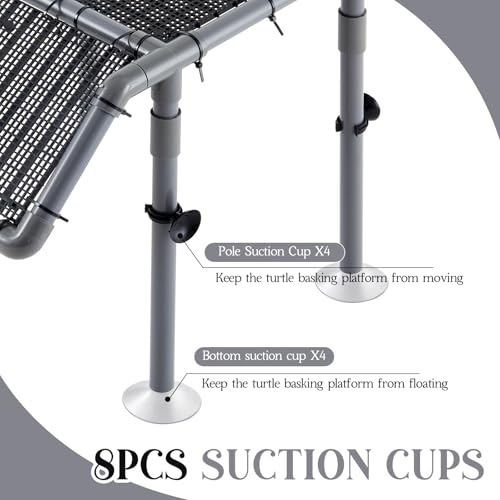 13" Wider Turtle Basking Platform, Extra Large Standing Turtle Basking Platform, DIY Resting Area for Aquarium Tank, PVC Pipes and Eggcrate Suction Cups