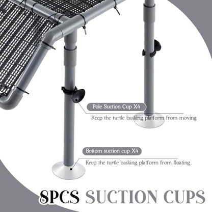 13" Wider Turtle Basking Platform, Extra Large Standing Turtle Basking Platform, DIY Resting Area for Aquarium Tank, PVC Pipes and Eggcrate Suction Cups