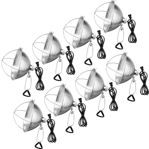 Macarrie 8 Pack Clamp Lamp Light with Aluminum Reflector, 6ft SPT-2 18awg Cord and Adjustable Stand Fixture, up to 150 Watt, E26 Socket, No Bulb (10.5 Inch) - size: 10.5 Inch
