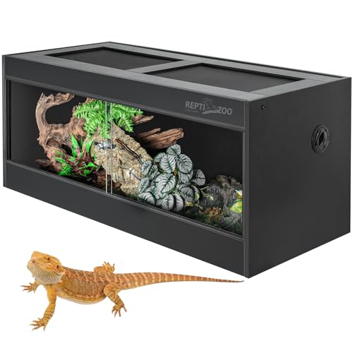 REPTI ZOO 68 Gallon PVC Reptile Terrariums, 48x18x18 Reptile Tanks Enclosure for Bearded Dragon Ball Python Snake Gecko, PVC Reptile Lounge Habitat with Glass Sliding Door & Top Screen Ventilation - style: 48x18x18"