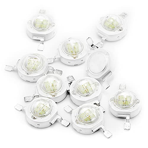 CHANZON 10 pcs High Power Led Chip 5W Green | (600mA - 700mA / DC 6V - 7V / 5 Watt) Super Bright Intensity SMD COB Light Emitter Components Diode Bulb Beads DIY Lighting - color: G) Green