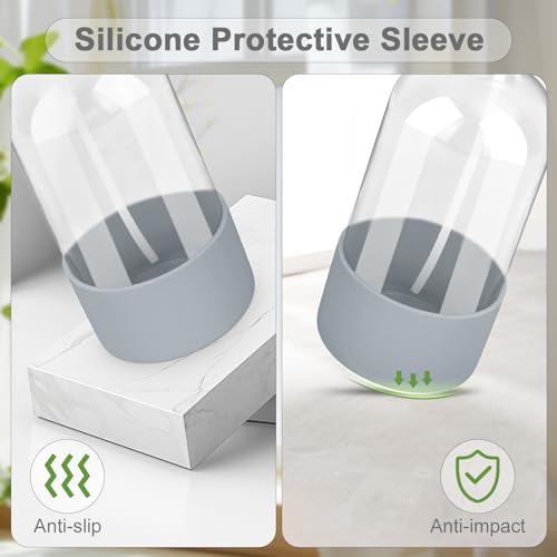 Worldgsb 2 Pack Glass Spray Bottles with Silicone Sleeve, 16 oz Empty Refillable Containers with Adjustable Spray Nozzles, Spray Bottles for Hair, Cleaning Solutions and Plants - color: Grey