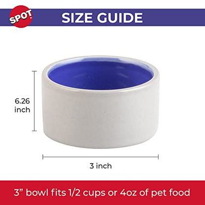 SPOT Ceramic Stoneware- Pet Bowl for Cats, Kittens and Mini Dogs, Classic Heavy Duty Non-Slip Ceramic Bowl for Food and Water -2.75in Diameter - size: 3"