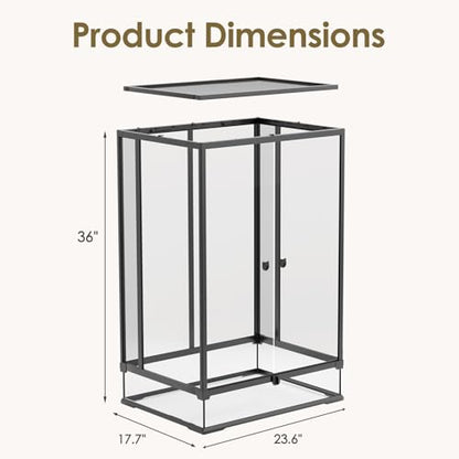 Erinnyees 67 Gallon Reptile Terrarium with Top Screen Ventilation, Snake Habitat with Heating Pad Space, Front Opening Reptile Vivarium with Sliding Cable Outlet for Snakes, Leopard Geckos, Turtles - size: 67 Gallon
