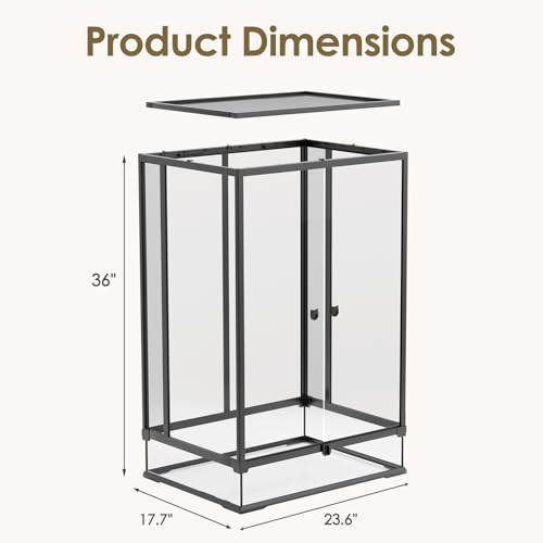 Erinnyees 67 Gallon Reptile Terrarium with Top Screen Ventilation, Snake Habitat with Heating Pad Space, Front Opening Reptile Vivarium with Sliding Cable Outlet for Snakes, Leopard Geckos, Turtles - size: 67 Gallon