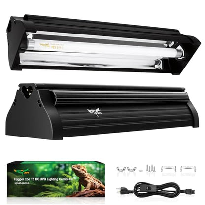 T5 UVB Reptile Light Fixture HO UVB Bulb Lighting Combo Kit 8W Reptile Light Bar Terrarium Hood 10.0 UVB Light Bulb Fluorescent Tube UVA UVB Desert Lamp for Bearded Dragon Tropical and Deserts - size: 8W-12.4IN