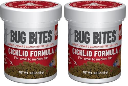 Fluval Bug Bites Cichlid Fish Food, Granules for Small to Medium Sized Fish, 1.59 oz., A6580 (Pack of 2) - size: 1.6 Ounce (Pack of 2)