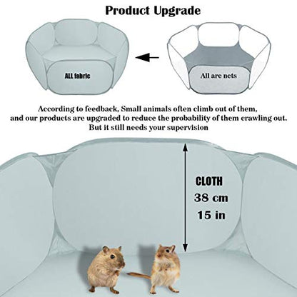 Small Animal Cage Tent Playpen with Fabric,Reptiles Cage,Breathable Transparent Pet Playpen Pop Open Outdoor/Indoor Exercise Fence,Portable Yard Fence (Solid-Grey)
